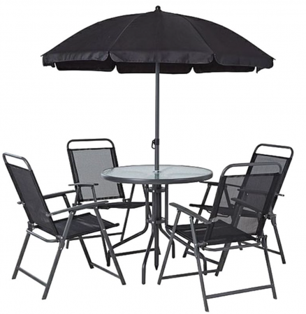 Mobilier gradina - Set Leticia gray masa de gradina 85x71 cm, 4 scaune 74x53x91 cm si umbrela 180 cm