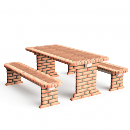Mobilier gradina - Set masa de gradina din beton si caramida, 190 × 117 × 74 cm