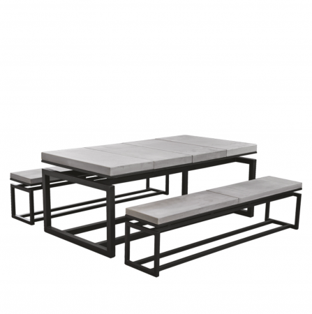 Mobilier gradina - Set masa de gradina din beton si metal, 190 × 172 × 74 cm, Tuozi