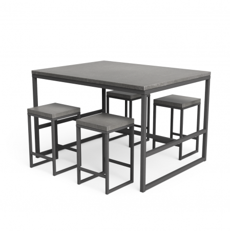 Bucatarii de vara Tuozi - Set masa inalta de gradina din beton si metal, 118 × 90 × 77.5 cm, Tuozi