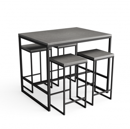 Bucatarii de vara Tuozi - Set masa inalta de gradina din beton si metal, 190 × 172 × 74 cm, Tuozi
