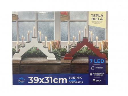 Sfesnic cu lumanari pentru craciun, 7 leduri, 2xAA,  39x31 cm, MagicHome [1]