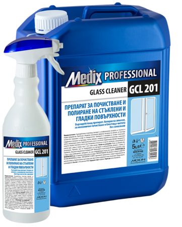Pentru sticla si suprafete fine - Solutie de curățare și lustruire pentru suprafețe netede si sticla 5L, GCL 201, Medix Professional