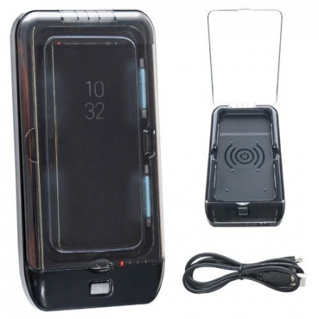 Sterilizator UV pentru telefon cu functie de  incarcator wireless si power bank, Negru [1]