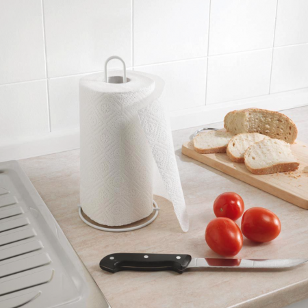 Suport metalic pentru rola hartie, prosoape de bucatarie, Wooow, alb, 31 cm inaltime [1]