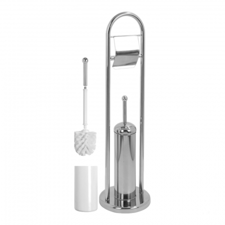 Suport pentru hartie igienica cu perie wc Artex, inox, 22 x 81 cm [1]