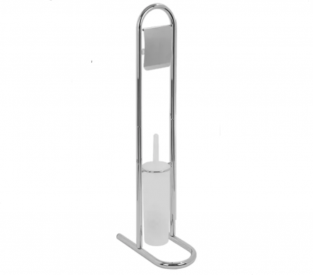 Sanitare - Suport pentru hartie igienica cu perie wc Artex, metalic, cromat, 16x30x81 cm