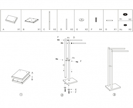 Suport pentru prosoape Artex cu stativ si 2 niveluri, inox, 44 x 18 x 83 cm [2]