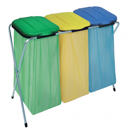 Cosuri de gunoi - Suport saci de gunoi BRRO ECO 3, 96 x 42 x 78 cm, 3 saci x 130 l, pentru colectare selectiva si depozitare sticle