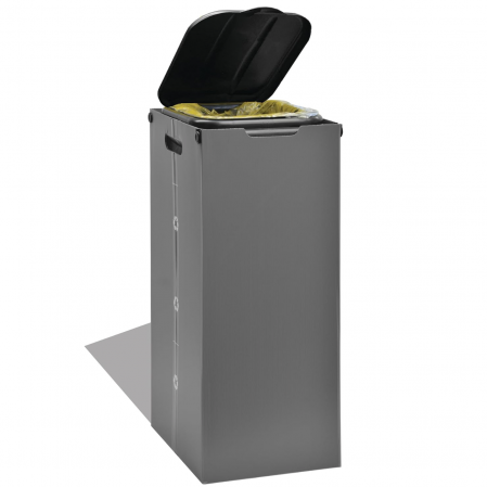 Suport pentru saci de gunoi “ECOKUBE”, negru, cm 32 x 38 x 78-h, cu carcasa de protectie din polipropilena, pentru saci de la 20 l la 130 l, pentru colectare selectiva [0]