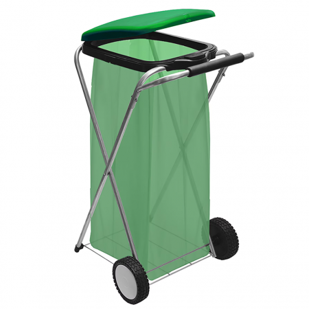 Curatenie - Suport pentru saci de gunoi “MOVE & UP 1”, cm 44 x 56 x 83-h, cu 2 roti si bara tractare cu maner ergonomic - anti-alunecare, deschidere cu buton, cu grila suport din metal, pentru saci de la 20 l la