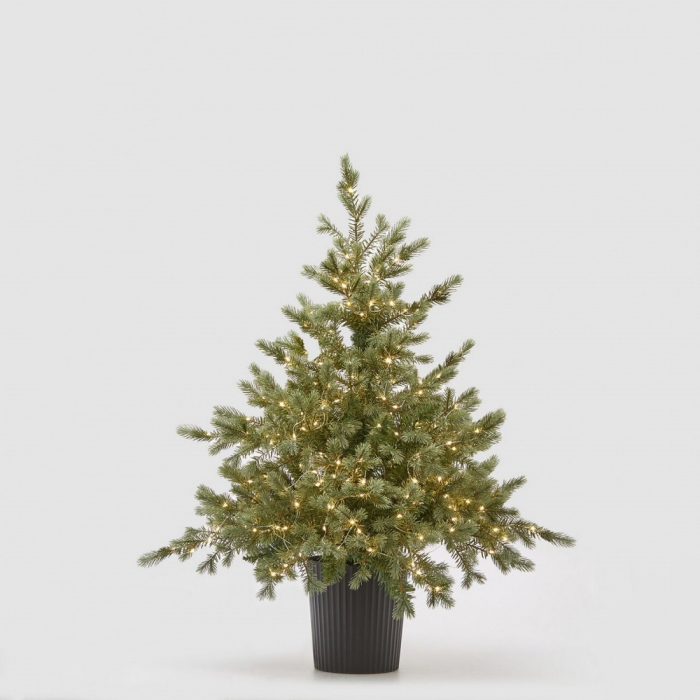 Brad artificial decorativ  Pino Argentato cu 240 MINILED URI, ace 3D, 90 cm, verde  - BraziPremium.ro [2]