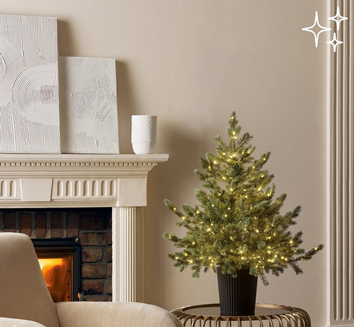 Brad artificial decorativ  Pino Argentato cu 240 MINILED URI, ace 3D, 90 cm, verde  - BraziPremium.ro [3]