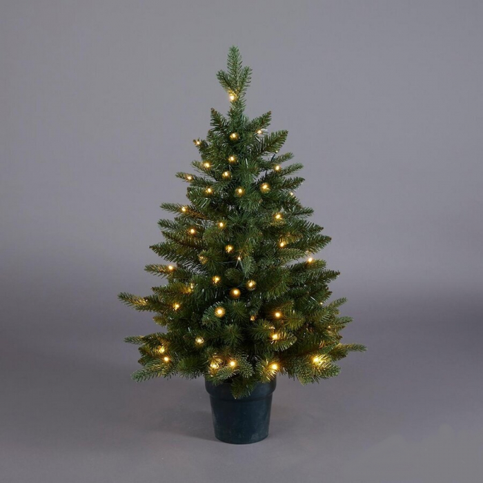 Brad artificial decorativ cu lumini Pino Mix, ace 3D, 90 cm, 60 led-uri, PE, verde - BraziPremium.ro [3]