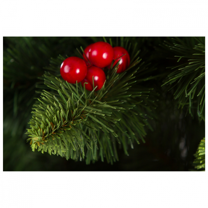 Brad artificial Pin de munte cu conuri si merisoare, PVC, 220 cm, verde  - BraziPremium.ro [5]