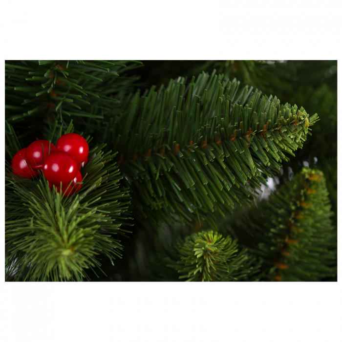 Brad artificial Pin de munte cu conuri si merisoare, PVC, 220 cm, verde  - BraziPremium.ro [6]