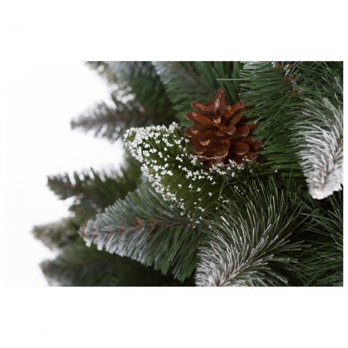 Brad artificial Pin Diamond cu conuri si zapada , PVC, 150 cm, verde  - BraziPremium.ro [8]