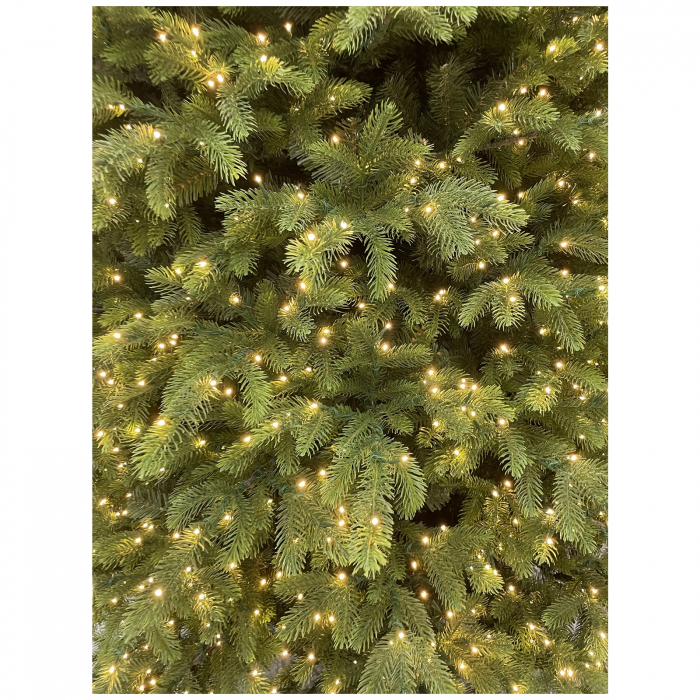 Brad artificial Premium Helsinki cu lumini si suport din lemn masiv , 2000 LED, PE, 366 cm, verde [4]