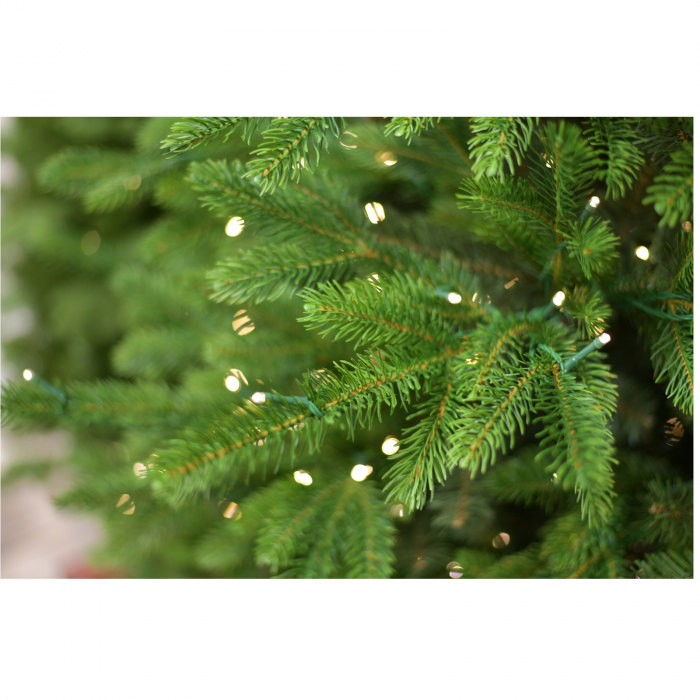 Brad artificial Premium Helsinki cu lumini si suport din lemn masiv , 900 LED, PE, 228 cm, verde [3]