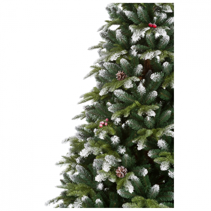 Brad artificial Premium Rocky Mountain cu merisoare, conuri si zapada , PE+PVC, 250 cm, verde - BraziPremium.ro [2]