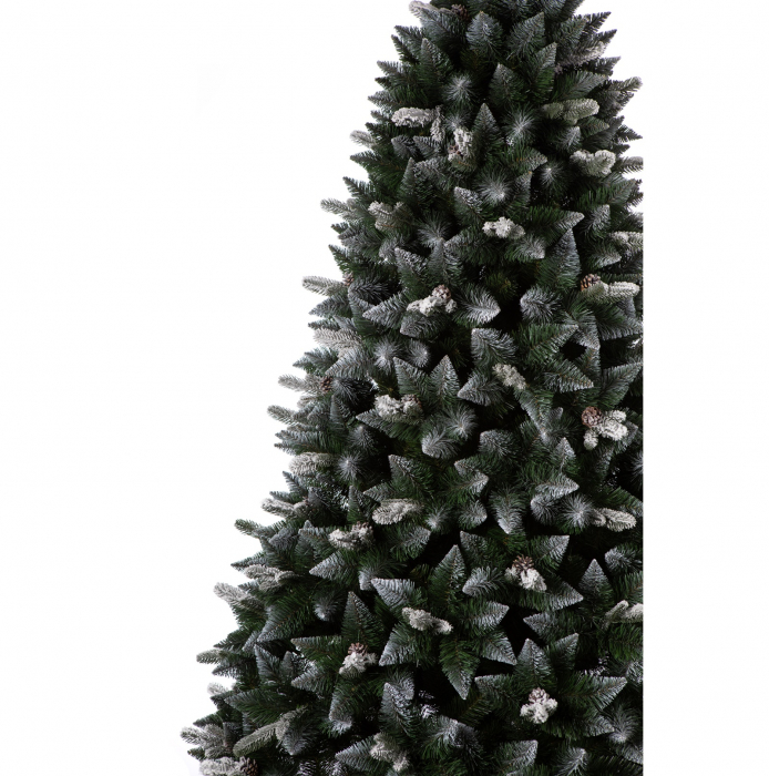 Brad artificial Premium Pin Cucasian cu conuri si zapada , PE+PVC, 180 cm, verde  - BraziPremium.ro [2]