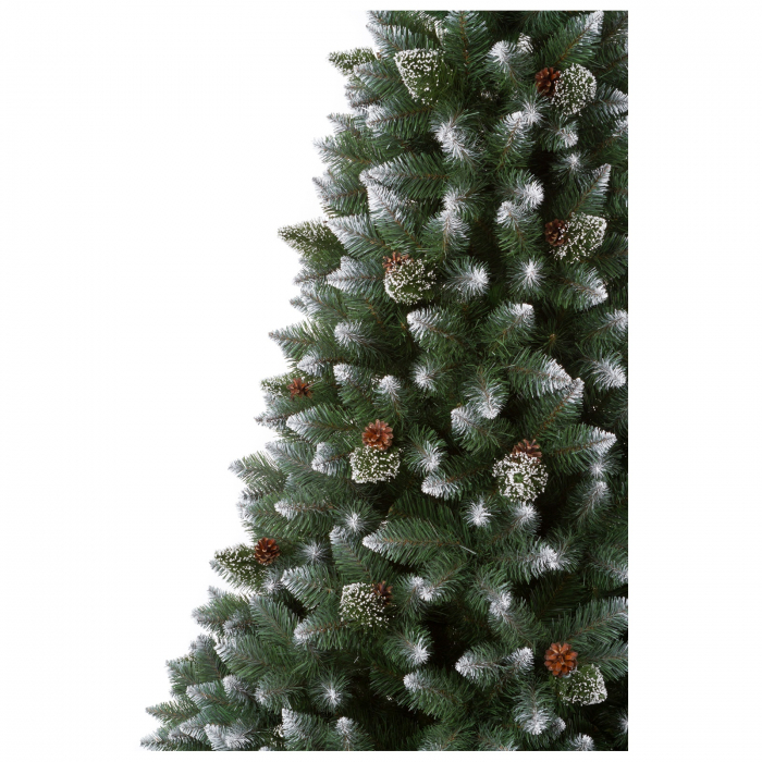Brad artificial Pin Diamond cu conuri si zapada , PVC, 250 cm, verde  - BraziPremium.ro [3]