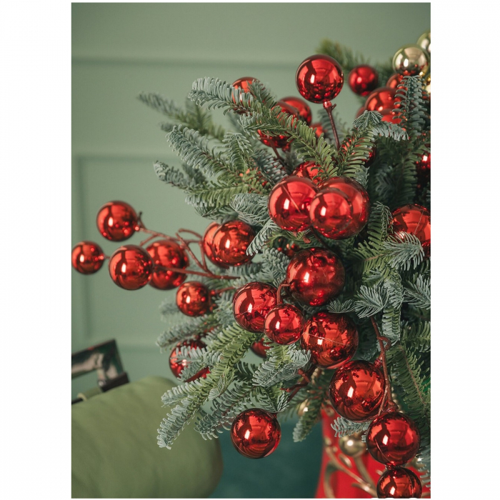 Decoratiune brad ramura cu mix de bile, 53 cm, rosu - BraziPremium.ro [3]