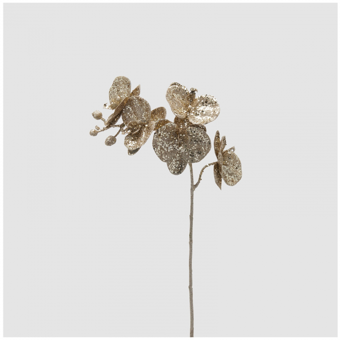 Decoratiune brad ramura Orhidee Phalaenopsis Glitter, 60 cm, champagne gold - BraziPremium.ro [2]