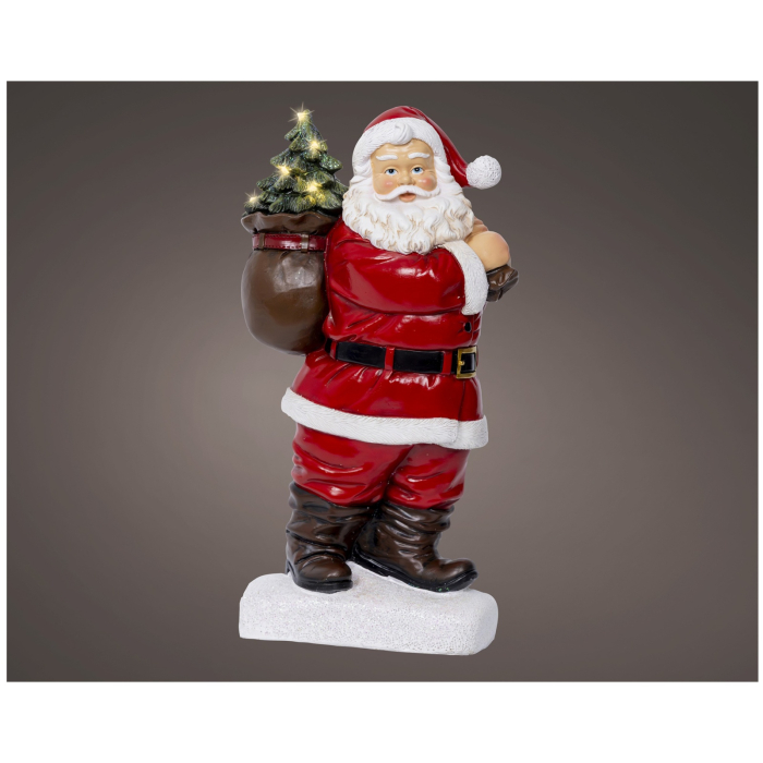 Decoratiune Mos Craciun cu bradut si lumini MicroLED, 9x17x30 cm, multicolor - BraziPremium By OLLMA [2]