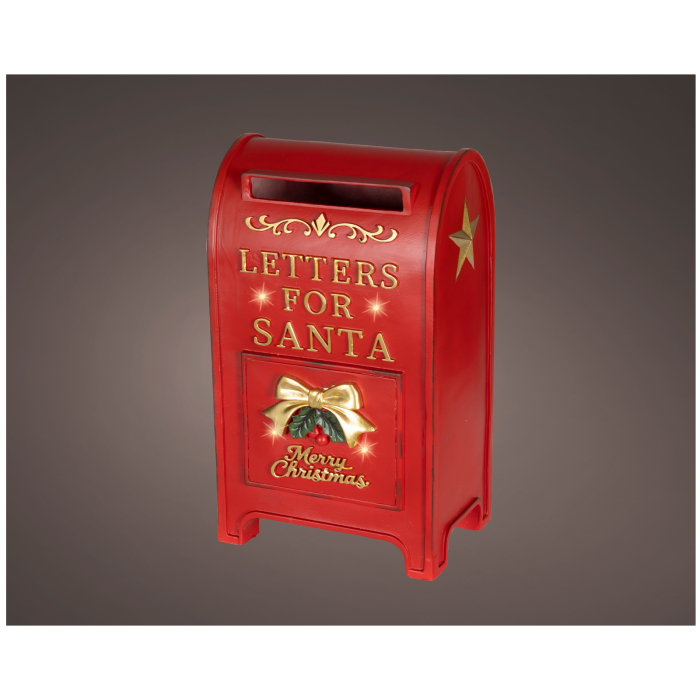 Decoratiune Craciun cutie postala cu lumini LED, 20.5x27x45 cm, rosu - BraziPremium By OLLMA [2]
