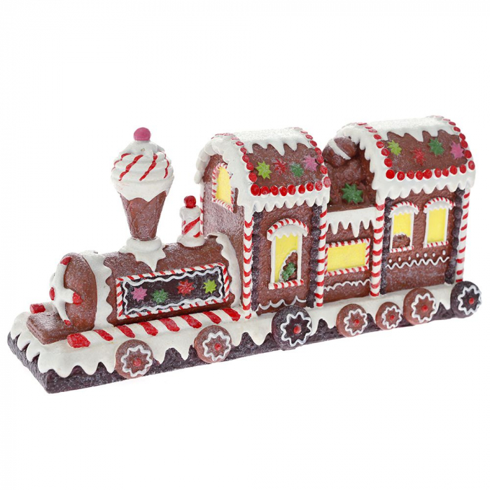 Decoratiune Craciun Trenulet din turta dulce, 22x7x11 cm, rasina, maro - BraziPremium.ro [1]