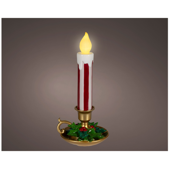 Decoratiune Craciun Lumanare cu LED si sfesnic, lumina calda, 37.5 cm, multicolor - BraziPremium By OLLMA [2]
