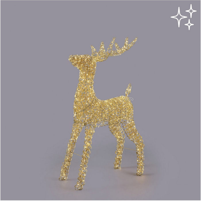 Decoratiune Craciun model Ren, 720 MicroLED, 110 cm, IP44, lumina calda, auriu - BraziPremium By OLLMA [3]