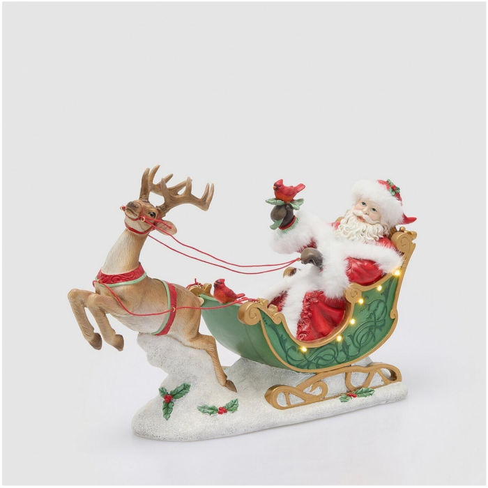 Decoratiune Craciun model Sanie cu Mos Craciun si LED-uri, 28x44x15 cm, multicolor - BraziPremium By OLLMA [2]
