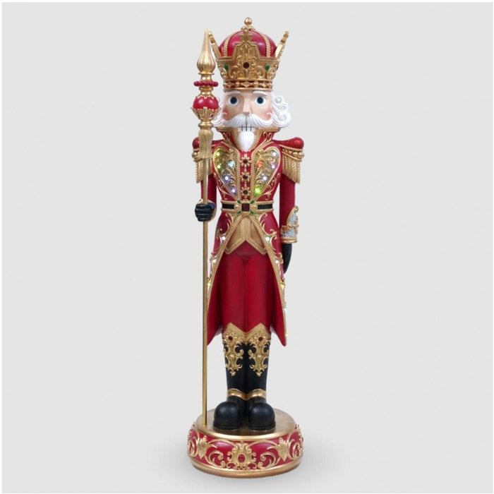 Decoratiune Craciun model Spargatorul de nuci cu LED si muzica, 153x40 cm, rosu - BraziPremium By OLLMA [3]