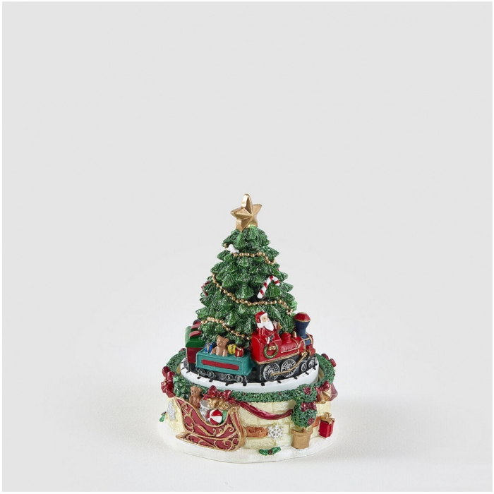 Decoratiune Cutie Muzicala model Bradut cu tren, 16x11 cm, multicolor - BraziPremium By OLLMA [2]