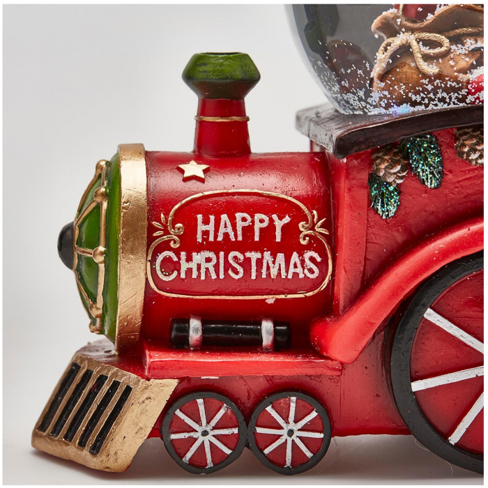 Decoratiune Cutie muzicala model Locomotiva cu Glob de zapada, 17 cm, rosu - BraziPremium.ro [5]