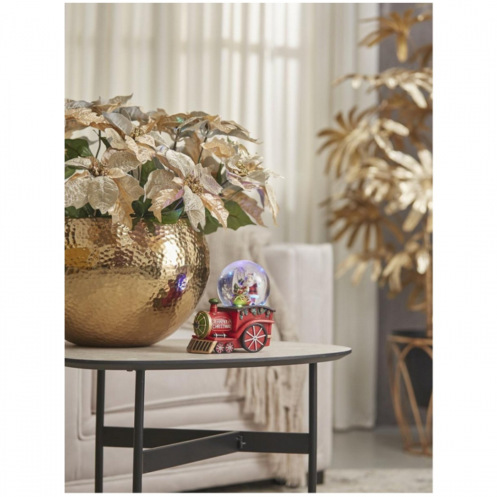 Decoratiune Cutie muzicala model Locomotiva cu Glob de zapada, 17 cm, rosu - BraziPremium.ro [3]