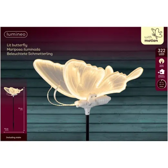 Decoratiune exterior Craciun Fluture cu aripi in miscare, lumina calda, 322 LED-uri, 41x46x21 cm - BraziPremium By OLLMA [5]
