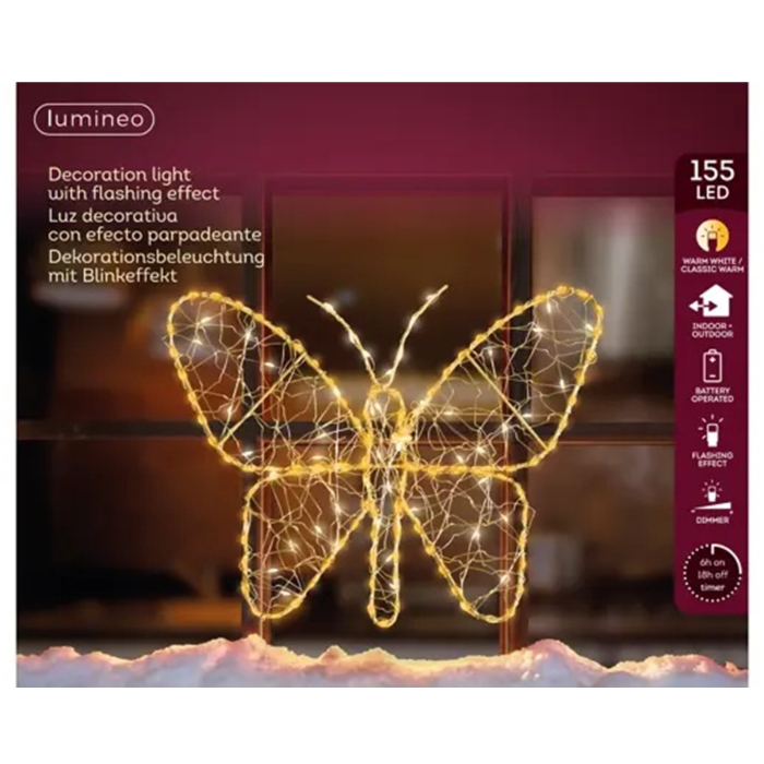 Decoratiune exterior Craciun Fluture, lumina calda, 155 LED, 28x23 cm, IP44 - BraziPremium By OLLMA [3]