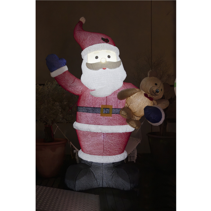 Decoratiune gonflabila Mos Craciun cu ursulet si lumini LED, pentru exterior si interior, 380 cm, IP44, multicolor - BraziPremium By OLLMA [3]