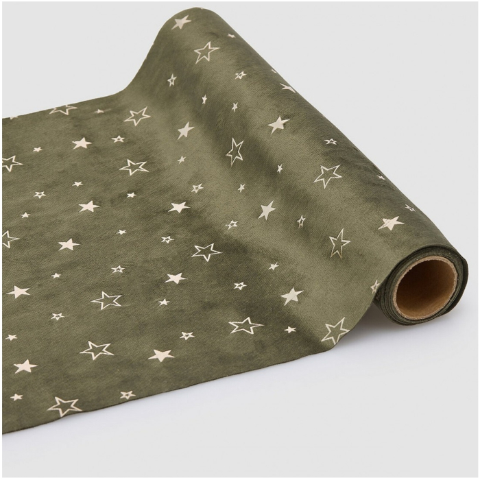 Decoratiune masa de Craciun traversa cu stelute, 35x200 cm, verde - BraziPremium By OLLMA [2]