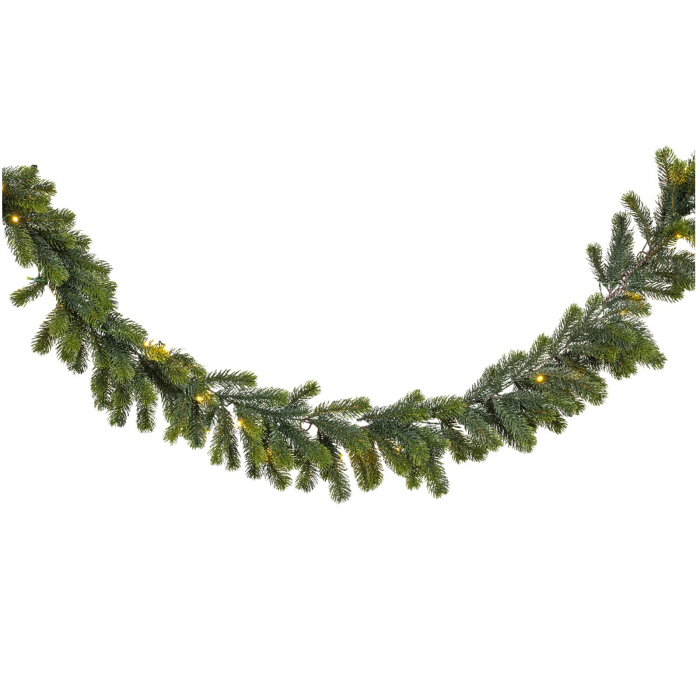 Ghirlanda artificiala Craciun Winnipeg cu LED-uri, interior-exterior, 180 cm, verde - BraziPremium By OLLMA [1]