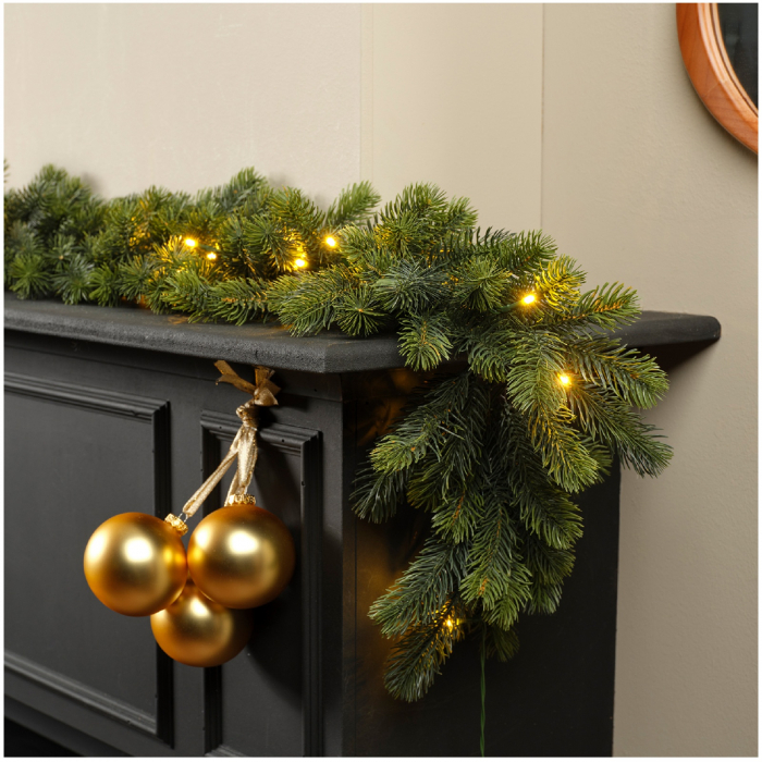 Ghirlanda artificiala Craciun Winnipeg cu LED-uri, interior-exterior, 180 cm, verde - BraziPremium By OLLMA [2]