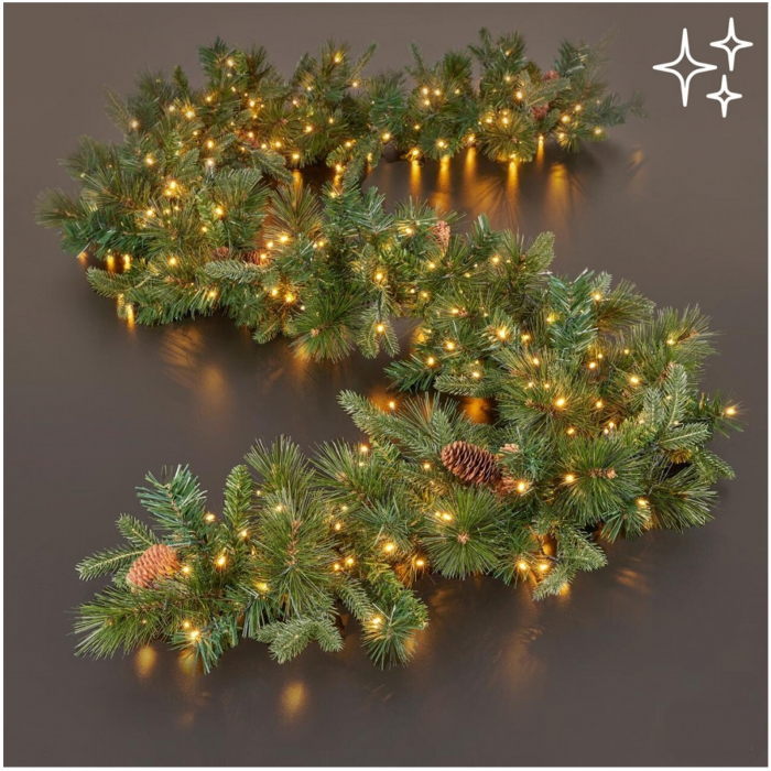 Ghirlanda artificiala Craciun Pine cu leduri si conuri, 270 cm - BraziPremium.ro [2]