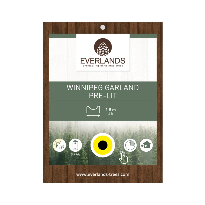 Ghirlanda artificiala Craciun Winnipeg cu LED-uri, interior-exterior, 180 cm, verde - BraziPremium By OLLMA [4]