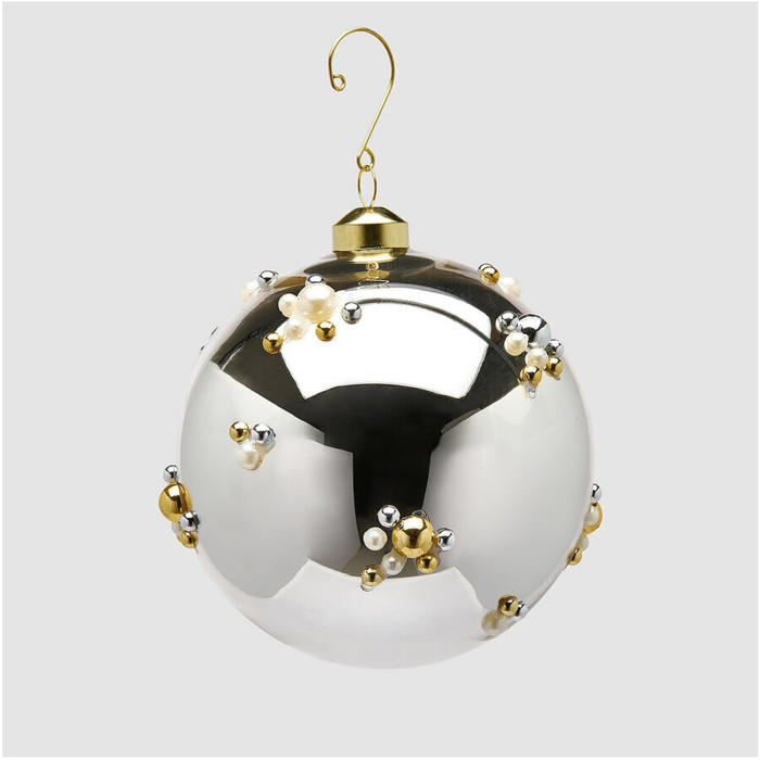 Glob brad Craciun Bubble Ball, 12 cm, argintiu - BraziPremium By OLLMA [2]