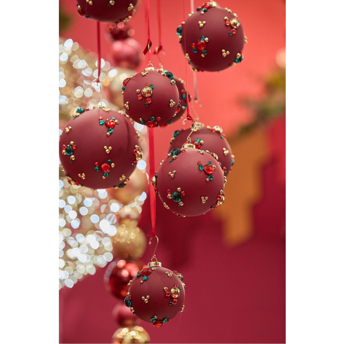 Glob brad Craciun Bubble Ball, 12 cm, rosu - BraziPremium By OLLMA [3]