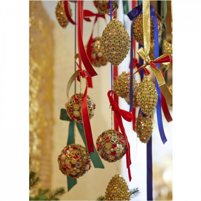 Glob brad Craciun cu perle si pietre, 12 cm, multicolor - BraziPremium.ro [4]