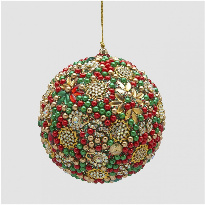 Glob brad Craciun cu perle si paiete, 12 cm, verde - BraziPremium By OLLMA [2]